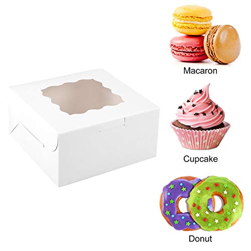 Moretoes 30Pcs Bakery Boxes 6X6X3 Inches White Cookie Box With Window For Small Pie, Strawberry, Cupcake And Pastry #TOP2