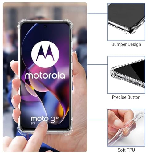 Image of Silicone Shockproof Clear Bumper Back Cover Case for Motorola Moto G54 5G / G64 5G |360 Degree Soft Transparent Back Cover Case for Moto G54 5G / G64 5G (Transparent)