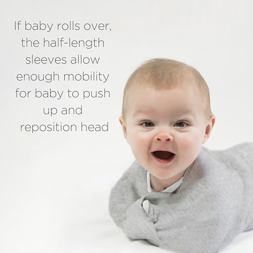 Image of SwaddleDesigns Organic Transitional Swaddle Sack, Arms Up Half-Length Sleeves & Mitten Cuffs, Most Gradual Transition Swaddle