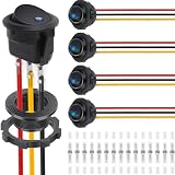 DAOKAI Interruttore LED rotondo 20A 12V DC fino Toggle SPST 20mm Interruttore luce LED blu con cavo a molla 3Pin 2Position On-Off controllo per auto camion Rocker - 5pcs