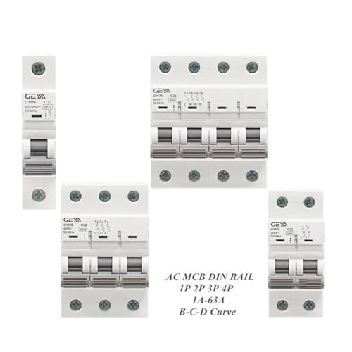 Disyuntor de carril DIN GYM9 de fábrica interruptor magnetotérmico 2 polos tipo CA 63A 4