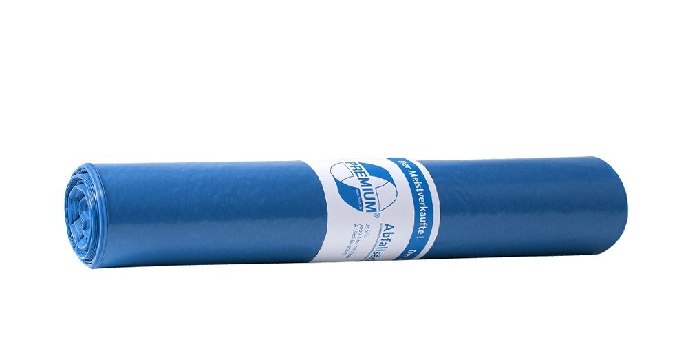 10er Set Deiss 20013 – Premium – 120 litri Sacchi Rifiuti tipo 60 Blu – 25 pezzi per ogni rotolo/LDPE/Emil Deiss riciclato/sacchi rifiuti/Tipo 60
