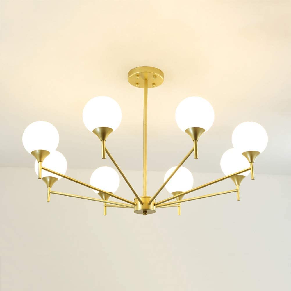 SXECAEPS Simple Molecular Glass Chandelier,Living Room Dining Bedroom,E27 Nordic Magic Bean Chandelier-Golden. 8 Head Made in China