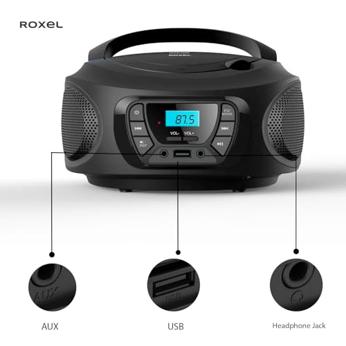 Roxel RCD-S50BT Portable Boombox CD Player with FM Radio, BT Wireless Streaming, USB MP3 Playback, AUX In, and Dual Power Option - Image 3