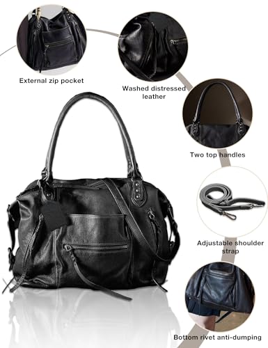 Women's Large Tote Bag City Tote Bag Fall Purse with Zipper Women Vegan Leather Hobo Handbags with Adjustable Strap4