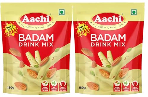 Image of Aachi Badam Drink Mix with Cardamom and Saffron, 180g Pack, Buy 1 Get 1 Free