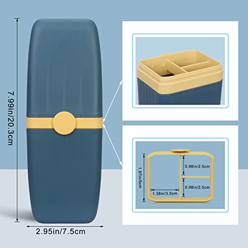 Skycase Travel Toothbrushes Case, [2 Pack] Toothpaste Storage Box, Cup Portable Toothbrush Holder Toothbrushes Toothpaste Set Organizer For Travel,Business,Home,Camping, School Supplies,Blue+White #TOP4