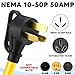Lingvee 220 to 110 Adapter Compatible with NEMA 10-50P to 4X 5-20R/15R with 20 Amp Circuit Breaker, 220/250V Electrical Stove/Range/Oven Male Plug Gas 110/125V Power Convert Adapter(1.8 ft)