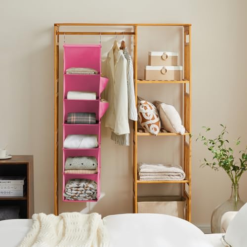 Image of YOUDENOVA Hanging Closet Organizer and Storage, 6-Shelf, Pink