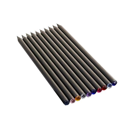 JNAWA 10 lápices HB con diamantes de madera negra, lápiz de grafito, dibujo, escritura, bocetos, suministros escolares para la escuela, el hogar y la oficina