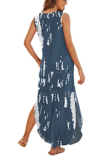 Image of Hount Women's Casual Summer Sleeveless Dress Loose Split Maxi Dresses with Pockets