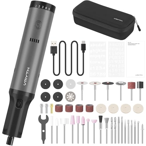 VMYTH iPen E2 Mini Electric Engraving Pen, Rechargeable Cordless Rotary Tool Kits, 44 Accessories, 5 Variable Speed, Max 28000 RPM, DIY Craft Tools for Carving, Sanding, Polishing, Cutting, Drilling