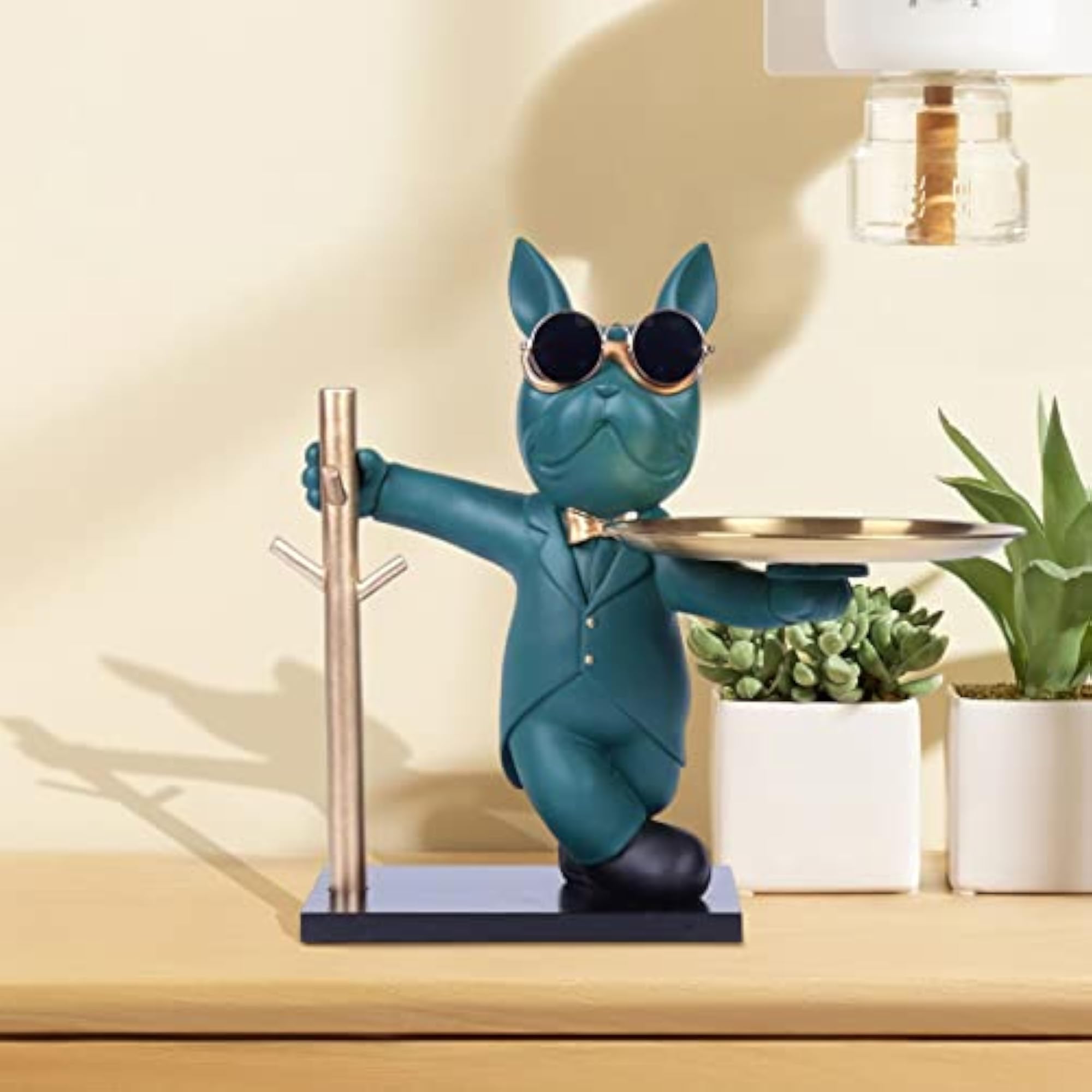 French Bulldog Statue with Tray, Candy Dish & Jewelry Storage Organizer