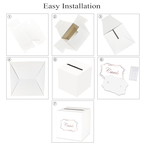 QISOLIY Card Box Wedding Card Boxes for Reception White Gift Card Box Holder Money Box for Baby Showers, Birthdays, Weddings, Retirements, Open Houses, Anniversaries - Thumbnail 6
