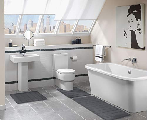 Homaxy Badmat van traagschuim, absorberend, antislip, wasbaar, 40 x 120 cm, grijs - Image 8