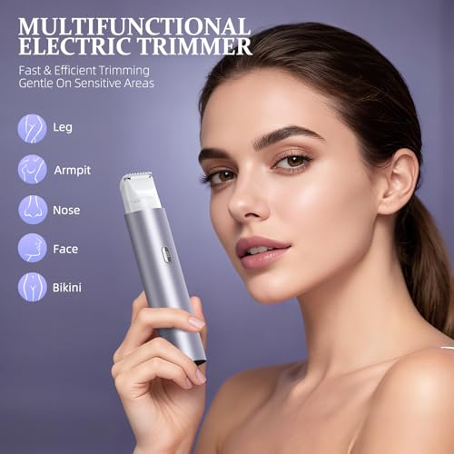 Image of Bikini Trimmer for Women, Dual Head Face Shaver Body Hair Trimmmer, IPX7 Waterproof Womens Electric Razor for Legs, Light Purple