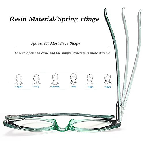 Eyeurl Cat Eye Reading Glasses For Women Blue Light Blocking 3 Pack Computer Readers 2.75 With Spring Hinge Eyeglasses Stylish Bright Flashing Design #TOP2