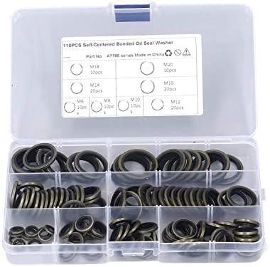 110 Pcs 8 Sizes Oil Seal Washer Automotive Drain Plug Gaskets Oil Crush Washers M6 M8 M10 M12 M14 M16 M18 M20