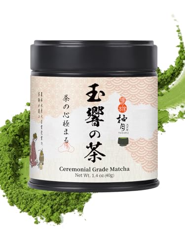 YUZUKI Matcha Powder 40g - Japanese Ceremonial Grade Matcha Green Tea Powder - First Harvest - Product of Japan, Uji Kyoto - Zero Sugar - USDA and JAS Certified (1.4 oz）