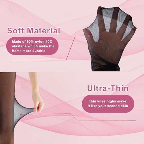 Image of Weziarer 12 Pairs Knee High Stockings for Women,20D Nylon Sheer Stocking Socks with Reinforced Toe