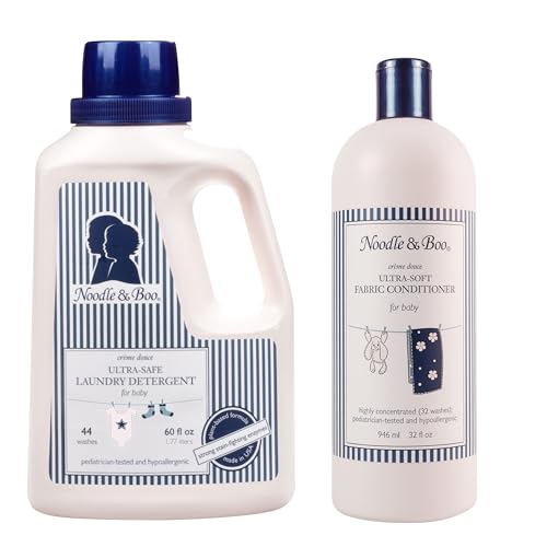 Image of Noodle & Boo Clean Clothes Bundle: Liquid Baby Laundry Detergent (60 fl oz) + Baby Fabric Softener (32 fl oz) | Pediatrician-tested, Hypoallergenic, Gentle on Newborn Skin, Plant-Based