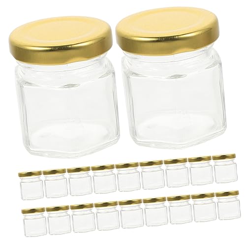 KICHOUSE 20pcs Glass Honey Jar Honey Dispense Pot with Lid Kitchen Honey Container for Honey or Syrup