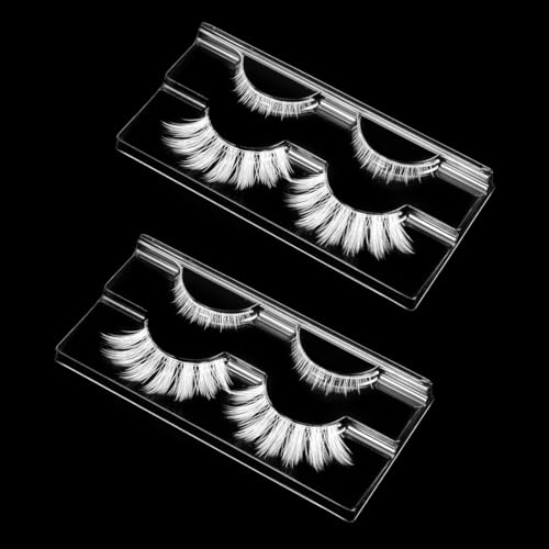 XOXVURI 4 Pares Pestañas Postizas Blancas Banda Tranparentes Suave Y Reutilizable Lashes Pestañas Postizas Naturales Halloween Cosplay Anime Eyelash Para Halloween Fiesta Escenario