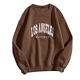 TIMICHAN Damen Oversized Sweatshirt Pullover Los Angeles Vintage Drucken Langarmshirt Rundhals Tops Damen Ohne Kapuze Teenager Mädchen Vintage Pullov Oberteile Top