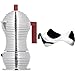 Alessi Pulcina Caffettiera Espresso Di Design In Fusione Di Alluminio, Pa, Rosso, 3 Tazze & Blip Pg02 Posacucchiaio Di Design In Acciaio Inox, Lucido