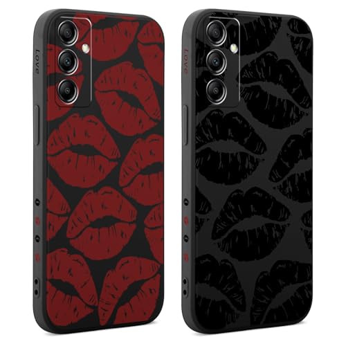 Coiwxmoi 2 Piezas Funda para Samsung Galaxy A14 4G/5G 6,6'', Suave TPU Silicona Case Protector de Cámara Carcasa, Mujeres Aesthetic Diseño de Dibujos Antigolpes Protector Case para Samsung A14, Labio