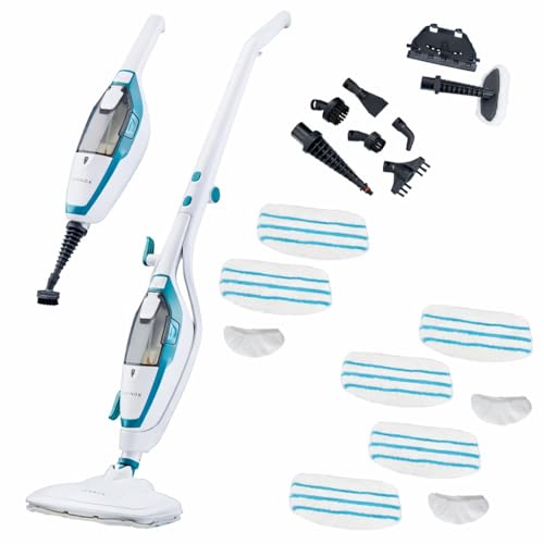 Zennox Multifunctional Steam Mop with 6pc Spare Mop Pad Set – Multi-Surface Steamer Cleaner for Hard Floors, Laminate, Wood, Carpets, Rugs, Surfaces, Worktops, Tiles & More