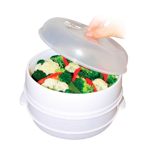 RevolutionLine - Olla a vapor para microondas | Envase para Cocinar al Vapor en el Micro | Sistema de cocción que permite cocinar sin grasa | Seguro y Saludable sin aceite ni grasas | Fácil de usar