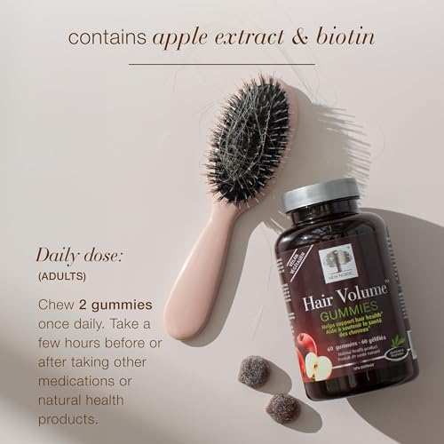 NEW NORDIC Hair Volume Gummies, 2500 mcg Biotin, Daily Hair Vitamins Supplement to Support Hair Skin & Nails, Vegan, 60 Count (Pack of 1)