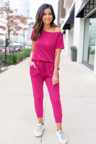 Image of PRETTYGARDEN Jumpsuits for Women 2026 Summer Dressy Off Shoulder Romper Spring Vacation Travel Lounge Outfits Clothes