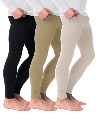 AMERICAN HEAVEN Mens Base Layer Long Pants | 100% Cotton Thermal Leggings | Multi Pack Colors