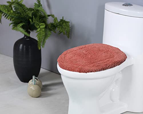 Home Weavers Luxury Collection 18" x 18" Toilet Lid Cover – 100% Cotton, Coral, Tufted, Soft & Absorbent, Non-Slip, Machine Washable Bathroom Lid Cover Mat by Home Weavers - Used condition - US$17.39