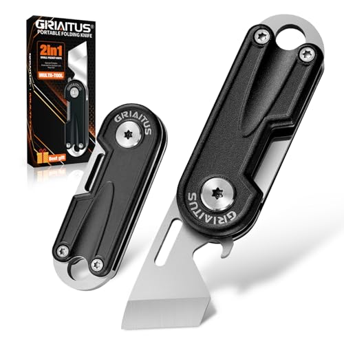 Multitool Pocket Knife Gifts for Men Dad, Stocking Stuffers for Men, EDC Folding Knives, Small Multitool with Bottle Opener Mini Keychain Tool, Camping, Hiking, Fishing Everyday Carry (Black)