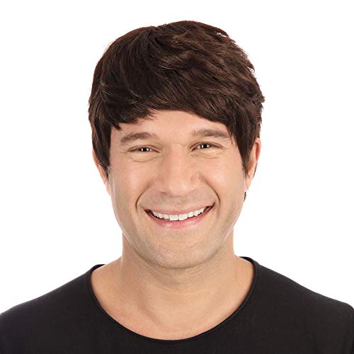 NEW MALE FANCY DRESS SHORT BROWN WIG METRO SEXUAL (peruca)