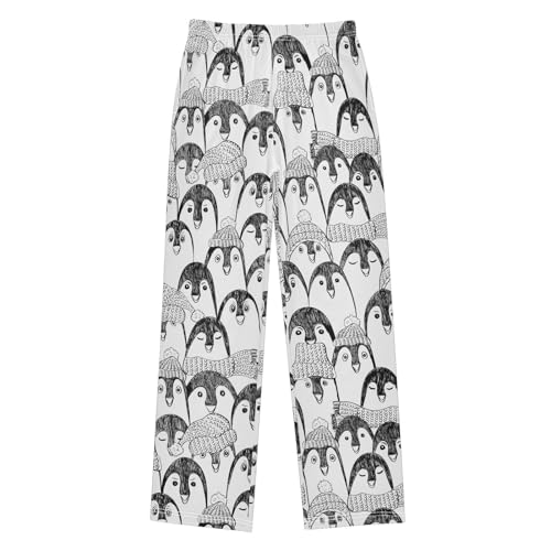 ZZXXB Retro Penguin Boys Long Pants Soft Trousers Elastic Waist Kids Lounge Bottoms with Pockets S-XL