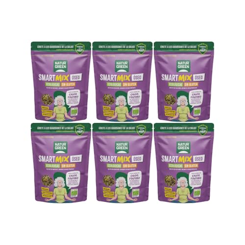 NaturGreen - Mezcla de Semillas Ecológica, Pack 6 x 175 g, Smart Mix Óseo, Semillas de Cáñamo, Lino Marrón Molido y Chía, Fuente de Calcio y Fósforo, Proteína Vegetal, Fuente de Fibra