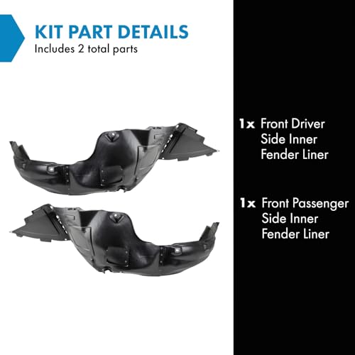 Image of TRQ Front Inner Fender Liner Set Compatible with 2011-2015 Hyundai Sonata HY1248127 HY1249127