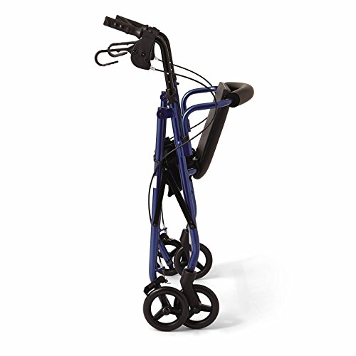 Medline Aluminum Rollator Walker With Seat, Folding Mobility Rolling Walker Has 6 Inch Wheels, Blue #TOP2