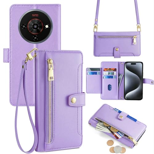 Étui Portefeuille ZTE Blade A76 5G Antichoc Multi-Rangement Violet