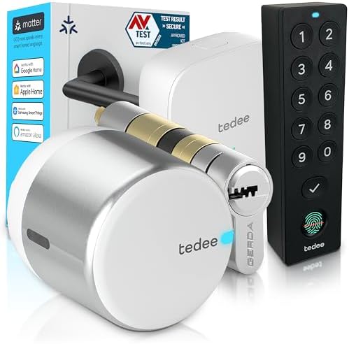 Tedee GO2 Alu Serrure Intelligente Connectée avec Bridge WiFi, Ke...