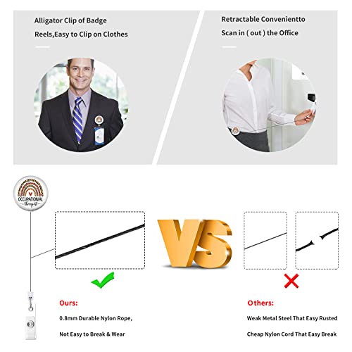 Aoof Occupational Therapist Rainbow Badge Reels Holder Retractable Id Card With Alligator Clip For Nurse Name Cute Funny Cartoon Nursing Doctor Teacher Student Medical Work #TOP3