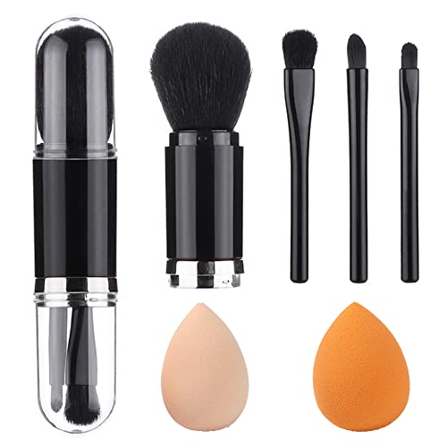 Bling Toman 4 In 1 Makeup Brush Set, Eyeshadow Eye Lip Face Concealing Blush Foundation Brush Brochas De Maquillaje Mini Travel Makeup Brushes (Black) #TOP12