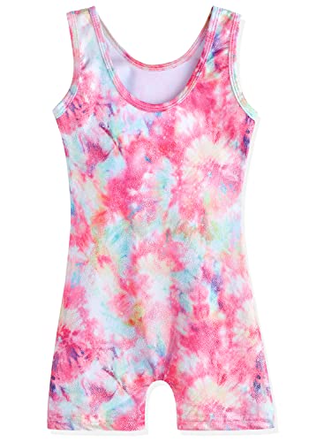 Image of HOZIY Gymnastics Leotards for Girls with Shorts Toddlers Biketards Rainbow Unicorn Dinosaur Mermaid Leopard Flower Galaxy