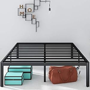 Zinus Metalen bedframe met afgeronde hoeken, 40,6 cm, matrasonderlegger, geen lattenbodem nodig, eenvoudige montage, 135 x 190 cm.