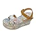 Fitzac Sandali da donna con zeppa, corda di canapa, fondo spesso, con fibbia, per scarpe da spiaggia, multicolore, 38