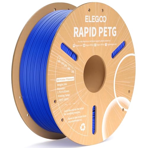 Image of ELEGOO Rapid PETG Filament 1.75mm Blue 1KG, High Speed 30-600mm /s 3D Printer Filament Dimensional Accuracy + /- 0.02 mm, 1kg Cardboard Spool(2.2lbs) Fits for Most FDM 3D Printers